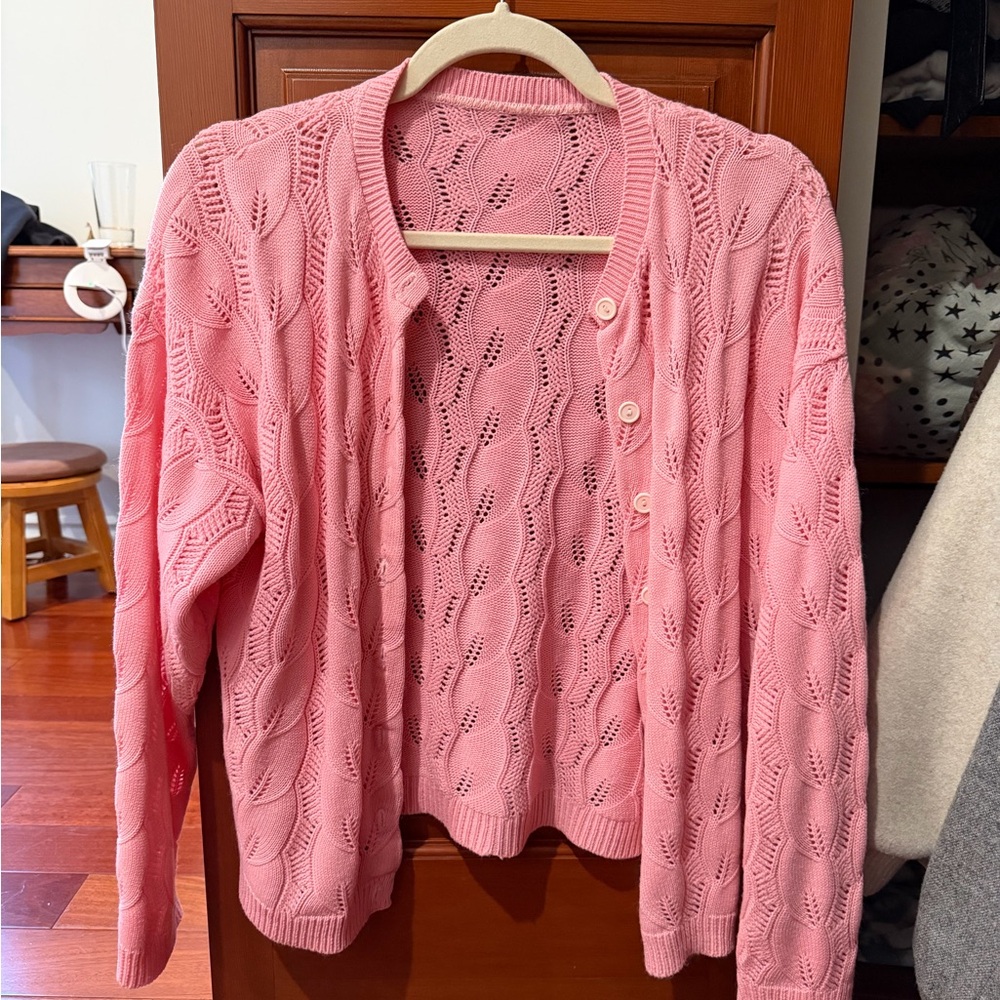 Pink Cable Knit Women's Sweater
